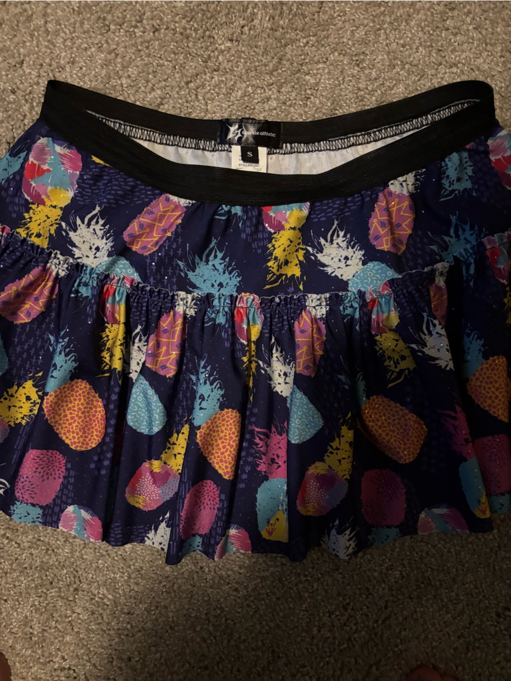 Floral Pineapple Print Mini Skirt in Navy